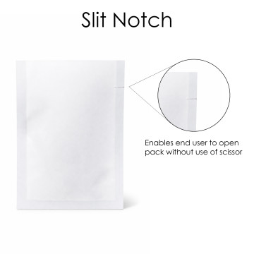 60mm x 80mm  White Matt 3 Side Seal Pouches With Slit Notch (100 per pack)