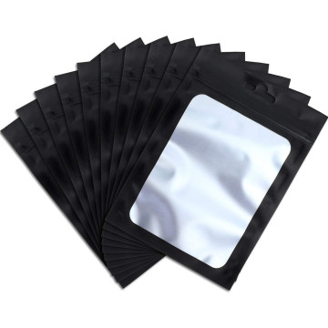 120mm x 195mm Black Matt Full Window 3 Side Seal Bags (100 per pack)