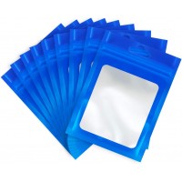 80mm x 130mm Blue Matt Full Window 3 Side Seal Bags (100 per pack)