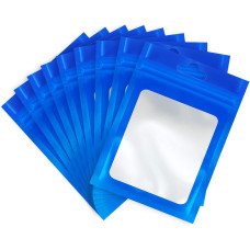 70mm x 100mm Blue Matt Full Window 3 Side Seal Bags (100 per pack)