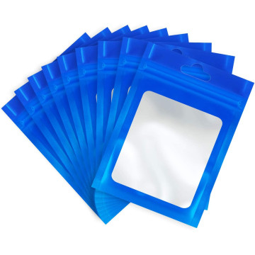 60mm x 100mm Blue Matt Full Window 3 Side Seal Bags
