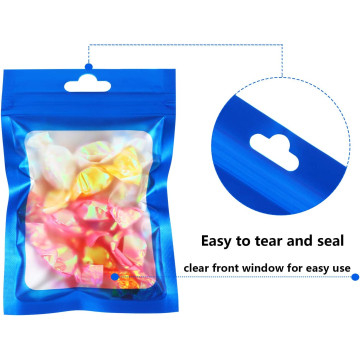 60mm x 100mm Blue Matt Full Window 3 Side Seal Bags