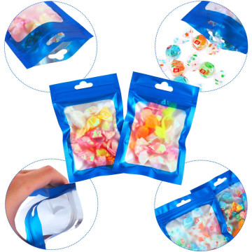 60mm x 100mm Blue Matt Full Window 3 Side Seal Bags