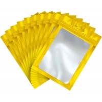 105mm x 150mm Gold Matt Full Window 3 Side Seal Bags (100 per pack)