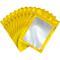 105mm x 150mm Gold Matt Full Window 3 Side Seal Bags (100 per pack)