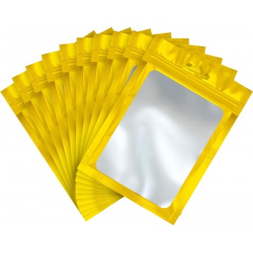 [SAMPLE] 120mm x 195mm Gold Matt Full Window 3 Side Seal Bags