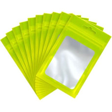 60mm x 100mm Green Matt Full Window 3 Side Seal Bags (100 per pack)