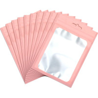 100mm x 180mm Pink Matt Full Window 3 Side Seal Bags (100 per pack)