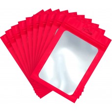 70mm x 100mm Red Matt Full Window 3 Side Seal Bags