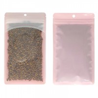 100mm x 200mm Clear/Pink Resealable 3 Side Seal Bags with Hanging Hole (100 per pack)