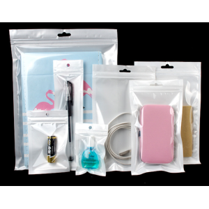 70mm x 100mm Clear/Pearl White Resealable 3 Side Seal with Hanging Hole (100 per pack)