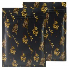110mm x 150mm Black with Yellow Flowers Matt 3 Side Seal (100 per pack)