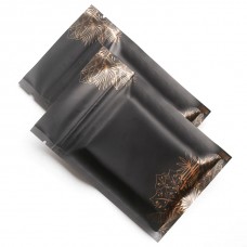 70mm x 100mm Black with Gold Palm Leaf Matt 3 Side Seal Bags (100 per pack)