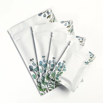 80mm x 120mm White with Green/Blue Flower Matt 3 Side Seal Bags (100 per pack)