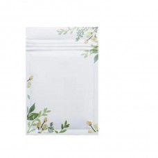 100mm x 150mm White with Green Leaf/Blossom Matt 3 Side Seal Bags (100 per pack)