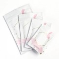 70mm x 100mm White with Pink Feather Matt 3 Side Seal Bags