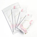 80mm x 120mm White with Pink Feather Matt 3 Side Seal Bags (100 per pack)