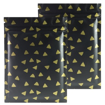 [SAMPLE] 110mm x 150mm Black Gold with Triangles Matt 3 Side Seal
