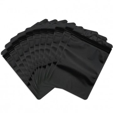 70mm x 100mm Black Matt Resealable 3 Side Seal Bags  (100 per pack)