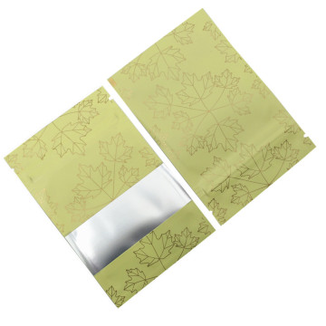 100mm x 150mm Yellow Matt Maple Leaf Window 3 Side Seal Bags (100 per pack)