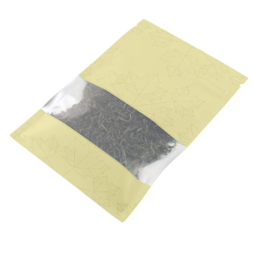 [SAMPLE] 130mm x 180mm Yellow Matt Maple Leaf Window 3 Side Seal Bags