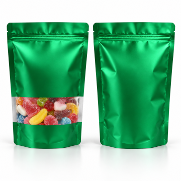 250g Window Green Matt Stand Up Pouch/Bag with Zip Lock [SP4] (100 per pack)