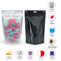 250g Clear / Black Shiny With Euro Slot Stand Up Pouch/Bag with Zip Lock [SP4] (100 per pack)