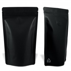210x310mm Recyclable Black Matt With Valve Stand Up Pouch/Bag With Zip Lock