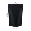 70g  Recyclable Black Matt With Valve Stand Up Pouch/Bag With Zip Lock [SP2] (100 per pack)