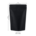 110x170mm Recyclable Black Matt With Valve Stand Up Pouch/Bag With Zip Lock (100 per pack)