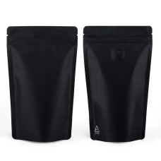 160x230mm Recyclable Black Matt With Valve Stand Up Pouch/Bag With Zip Lock (100 per pack)