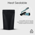 210x310mm Recyclable Black Matt With Valve Stand Up Pouch/Bag With Zip Lock (100 per pack)