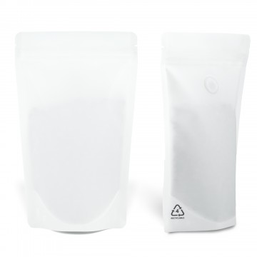 210x310mm Recyclable White Matt With Valve Stand Up Pouch/Bag With Zip Lock