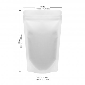 300x500mm Recyclable White Matt With Valve Stand Up Pouch/Bag With Zip Lock