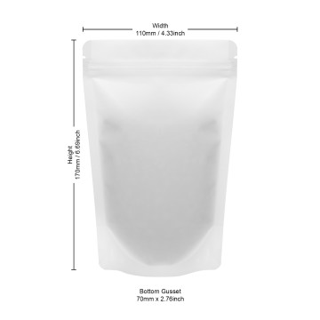70g  Recyclable White Matt With Valve Stand Up Pouch/Bag With Zip Lock [SP2] (100 per pack)