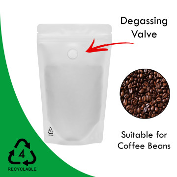 2Kg Recyclable White Matt With Valve Stand Up Pouch/Bag With Zip Lock [SP10] (100 per pack)