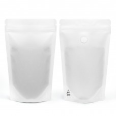 110x170mm Recyclable White Matt With Valve Stand Up Pouch/Bag With Zip Lock (100 per pack)