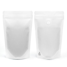 70g  Recyclable White Matt With Valve Stand Up Pouch/Bag With Zip Lock [SP2] (100 per pack)