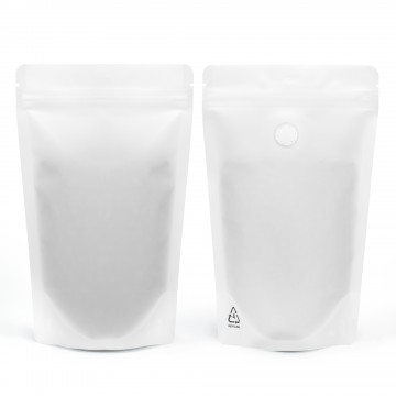 380x550mm Recyclable White Matt With Valve Stand Up Pouch/Bag With Zip Lock