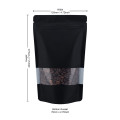 100g Recyclable Window Black Matt With Valve Stand Up Pouch/Bag With Zip Lock [SP9] (100 per pack)