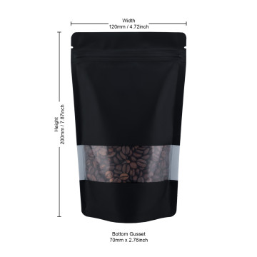 100g Recyclable Window Black Matt With Valve Stand Up Pouch/Bag With Zip Lock [SP9] (100 per pack)
