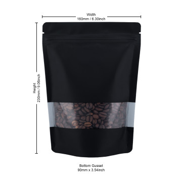 250g Recyclable Window Black Matt With Valve Stand Up Pouch/Bag With Zip Lock [SP4] (100 per pack)