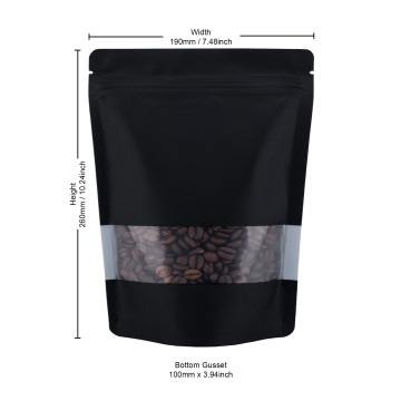 500g Recyclable Window Black Matt With Valve Stand Up Pouch/Bag With Zip Lock [SP5] (100 per pack)