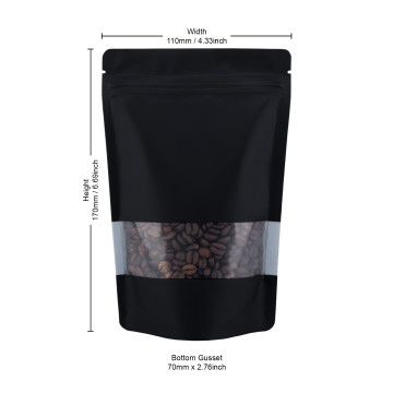 70g Recyclable Window Black Matt With Valve Stand Up Pouch/Bag With Zip Lock [SP2] (100 per pack)