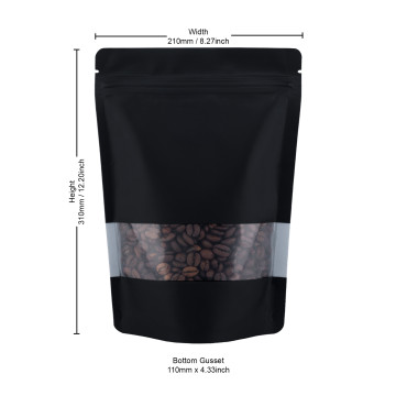 750g Recyclable Window Black Matt With Valve Stand Up Pouch/Bag With Zip Lock [SP11] (100 per pack)