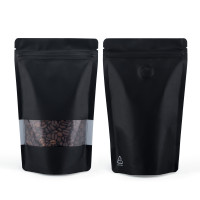 1Kg Recyclable Window Black Matt With Valve Stand Up Pouch/Bag With Zip Lock [SP6] (100 per pack)