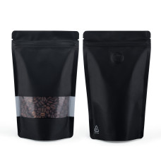 70g Recyclable Window Black Matt With Valve Stand Up Pouch/Bag With Zip Lock [SP2] (100 per pack)