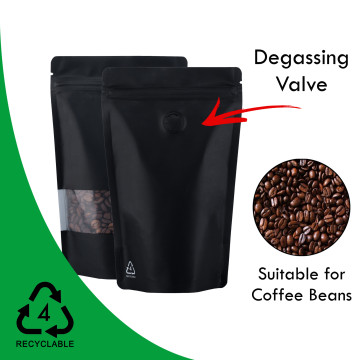 150g Recyclable Window Black Matt With Valve Stand Up Pouch/Bag With Zip Lock [SP3] (100 per pack)