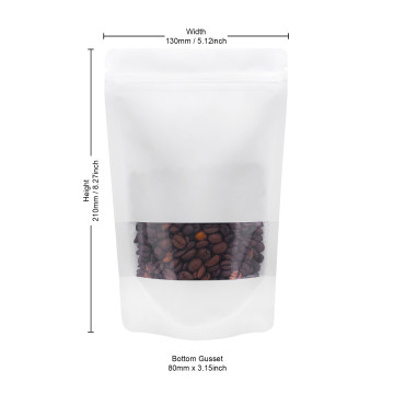 150g Recyclable Window White Matt With Valve Stand Up Pouch/Bag With Zip Lock [SP3] (100 per pack)