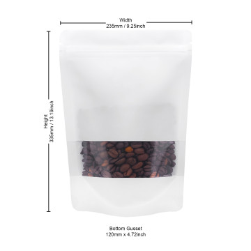 1Kg Recyclable Window White Matt With Valve Stand Up Pouch/Bag With Zip Lock [SP6] (100 per pack)